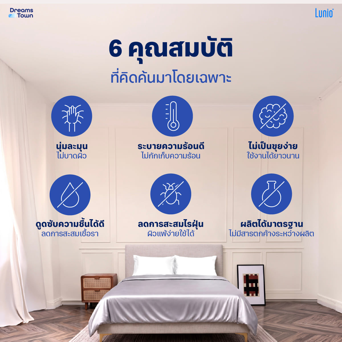 ปลอกผ้านวม 5,6 ฟุต LUNIO SMART SNOWWEAVE DUVET COVER, PLATINUM GRAY สีเทา_5